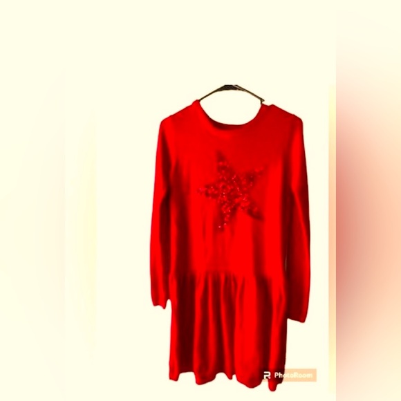 NWT Cat&Jack Girls Holiday/Chistmas red sweater sequinwork dress XL 14/16 - Picture 2 of 4
